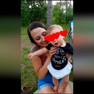 First fathers Day onesie, matching outfit, size 12 months, black and white.